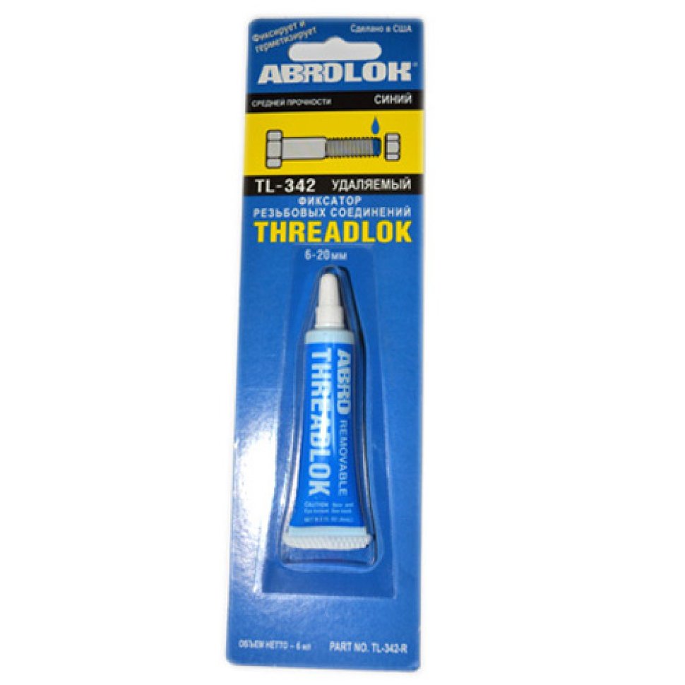 Фиксатор резьбовых соединений синий 6мл. ABRO 342тл
