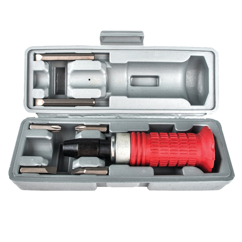 Отвертка ударно-поворотная с защитой 6 бит в кейсе