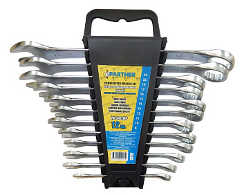Набор ключей комбинированных 12пр. (8,10-17,19,22,24мм) в пласт. держателе Partner PA-3412MP