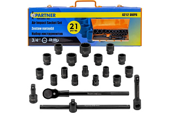 Набор головок ударных 3/4" 21 пр., 12-гр., 17-50 мм Partner PA-6212-9MPB