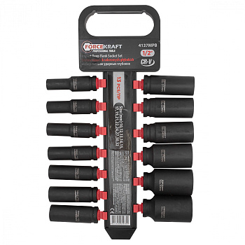 Набор головок ударных 1/2" глубоких 13пр.  (10-32мм) FORCEKRAFT FK-4137MPB