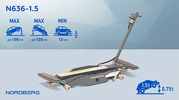 Подъемник ножничный подкатной пневмоподъемник мобильный мини, 1,5 т NORDBERG N636-1,5
