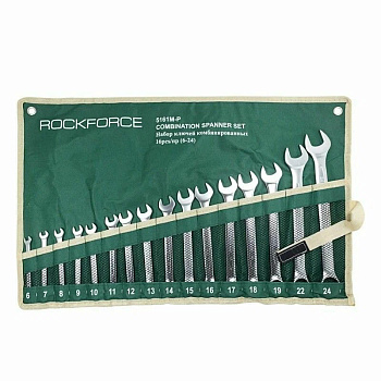 Набор ключей комбинированных 16пр. (6-19, 22, 24мм)на полотне RockForce RF-5161P