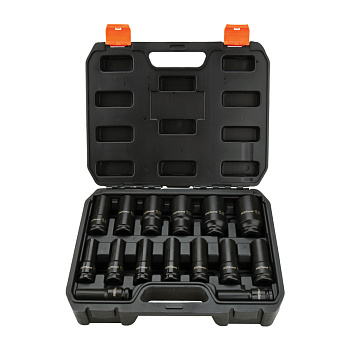 Набор головок ударных 1/2" глубоких 15пр.  (10-32мм)в кейсе AV-721415
