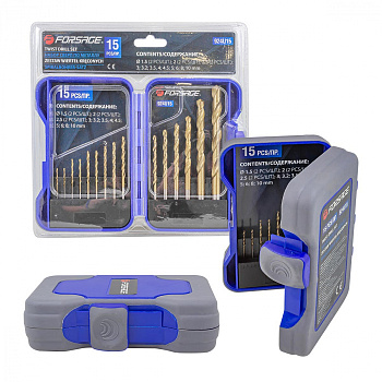 Набор сверл по металлу 15 пр. 1.5-10 мм Forsage F-924U15
