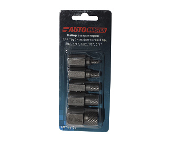 Набор экстракторов для трубных фитингов 5 пр 1/8", 1/4", 3/8", 1/2", 3/4" AUTOMASTER AMT-63108