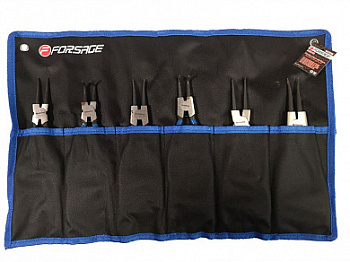 Набор съемников стопорных колец, 6пр(L-185ммх4шт,L-225ммх2шт), на полотне Forsage F-5063A