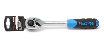 Трещотка 1/2"-3/8" (72зуб.) L-250мм реверсивная двухсторонняя с резиновой ручкой Forsage F-802421