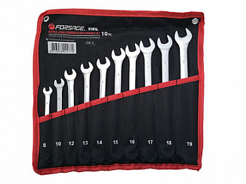 Набор ключей комбинированных удлиненных 10 предметов (8, 10, 12-19мм)на полотне Forsage F-5101L