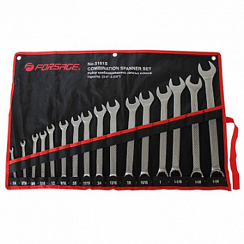 Набор ключей комбинированных дюймовых 16пр.(1/4-1-1/4мм)на полотне Forsage F-5161S