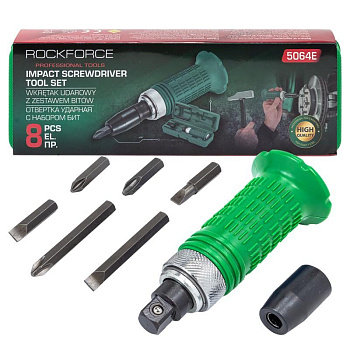 Отвертка ударно-поворотная 6 бит в кейсе RockForce RF-5064E