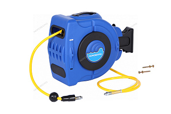 Шланг на самоскручивающейся катушке гибридный ПВХ диам. 10х16 мм, 25+2 м NORDBERG HR1025HPVC