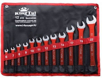 Набор ключей комбинированных 12пр. (6-14,17,19,22мм) на полотне KingTul kraft KT-3312k