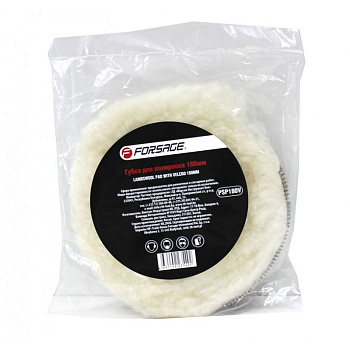 Губка для полировки из овечьей шерсти самоцепляющаяся 180мм Forsage F-PSP180V