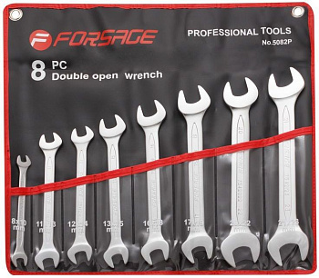 Набор ключей рожковых  8пр.(8,10-19,21,22,24мм)на полотне Forsage F-5082P
