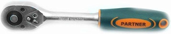 Трещотка 3/8" (72зуб.) L-255мм шарнирная с прорезиненной ручкой Partner PA-80372F