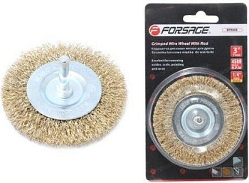 Кордщетка дисковая латунная для дрели 75мм, в блистере Forsage F-BFR003