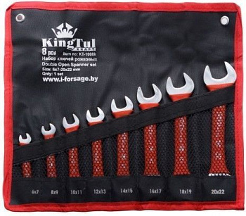 Набор ключей рожковых  8пр. (6х7-20х22мм) на полотне KingTul kraft KT-1008k(3208K)