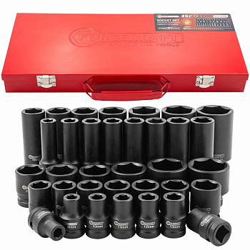 Набор головок ударных 1/2" 35пр.  (8-32мм)в кейсе FORCEKRAFT FK-4353-5MPB