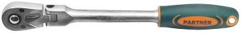 Трещотка 1/2" (72зуб)  шарнирная с прорезиненной ручкой Partner PA-80472F