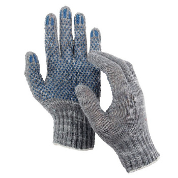 Перчатки х/б с ПВХ 7,5кл. ЗИМА двойные серые 2285с