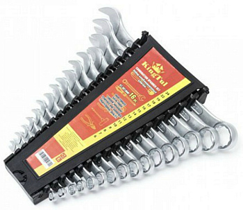 Набор ключей комбинированных 16пр. (6-19, 22, 24мм) в пласт. держателе KINGTUL KT-3016MP