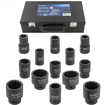 Набор головок ударных глубоких 1" 14 пр., 12-гр., 22-60 мм Forsage F-8152-9MPB