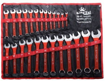 Набор ключей комбинированных 26пр. (6-28, 30, 32мм) на полотне KingTul kraft KT-3026k