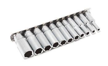 Набор головок 1/4" 6-гр. 11пр. длинных (4,5,5.5,6-13мм) на планке Forsage F-21115-5