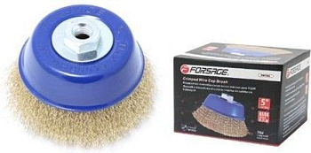 Кордщетка чашеобразная латунная для УШМ 60мм, в блистере Forsage F-BWC025