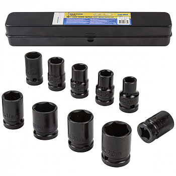 Набор головок ударных  1/2" набор 10пр.,  (6гр.) 10-24 мм Partner PA-4109-5MPB