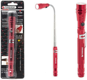 Фонарь телескопический с магнитом 3LED (L:220-845мм), в блистере Forsage F-686ML3