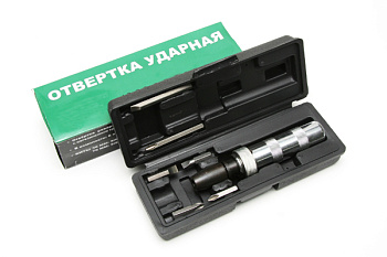 Отвертка ударно-поворотная (хром, 6 насадок, футляр) AT52614