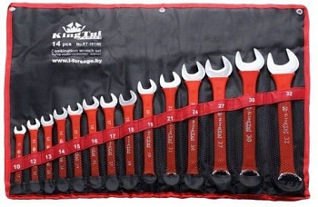 Набор ключей комбинированных 14пр. (10,12-19,21,24, 27,30,32мм) на полотне KingTul kraft KT-3014k