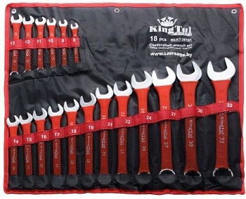 Набор ключей комбинированных 18пр. (8-19,21,22,24,27,30,32мм) на полотне KingTul kraft KT-3018k