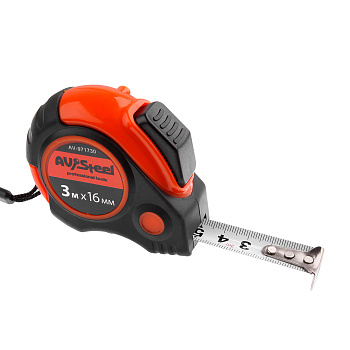 Рулетка в обрезиненном корпусе  3,0м x 16мм AV Steel AV-971730