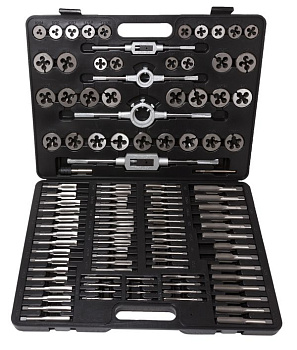 Набор метчиков и плашек 110пр. (метрич.)в пласт.кейсе Forsage F-B110-1