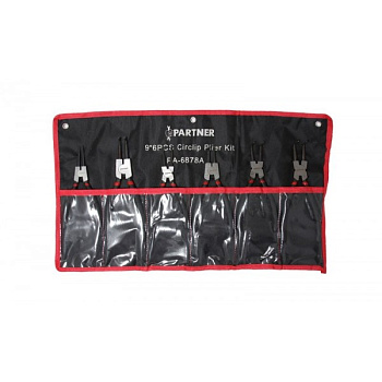 Набор съемников стопорных колец, 6пр. (L-220мм х 2шт, L-180мм х 4шт), на полотне Partner PA-6878A