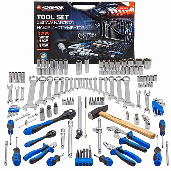 Набор инструмента 128пр. 1/4"&1/2"(6-гр.)(4-32мм) Forsage F-41282-5