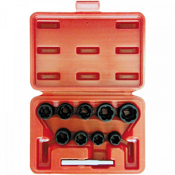 Набор головок-экстракторов 10 предмета и выколотка (10-19мм) ТДМ 5193вт