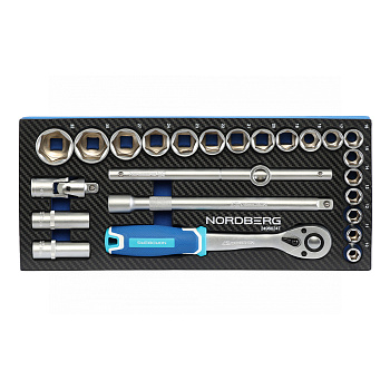 Набор инструмента 1/2" в ложементе, 24 предмет, NORDBERG 2496024T