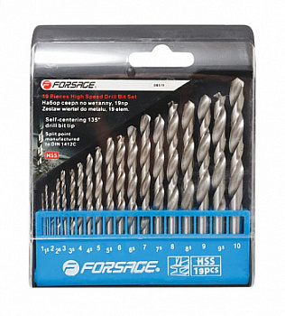 Набор свёрел по металлу 19шт HSS Forsage F-DBS19