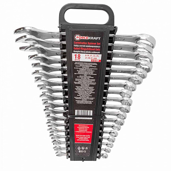 Набор ключей комбинированных 18пр. (8-19,21,22,24,27,30,32мм) на пласт. держ,FORCEKRAFT FK-5181MP