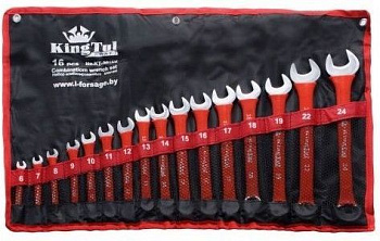 Набор ключей комбинированных 16пр. (6-19, 22, 24мм) на полотне KingTul kraft KT-3016k