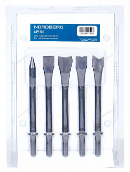 Набор зубил для пневмомолотка 6-гр. насадки, 5 пр. NORDBERG NP5905