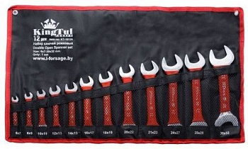 Набор ключей рожковых 12пр. (6х7-30х32мм) на полотне KingTul kraft KT-1012k(3212K)
