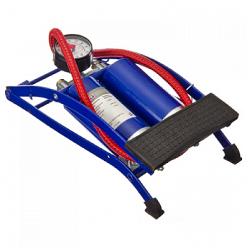 Насос ножной, сдвоенный, манометр, 2*55*120мм, синий, NEW GALAXY