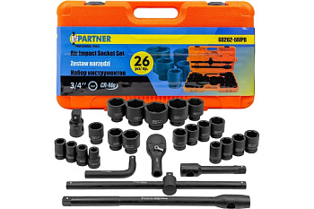 Набор головок ударных 3/4", 1" 26 пр., 6-гр., 17-65 мм Partner PA-68262-5MPB