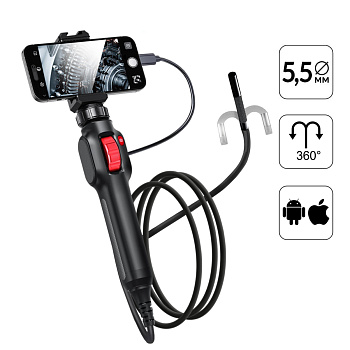 Видеоэндоскоп управляемый экран USB, 2МП, 1920X1080, 1.5М, 5.5ММ, 360° ICARTOOL IC-V201