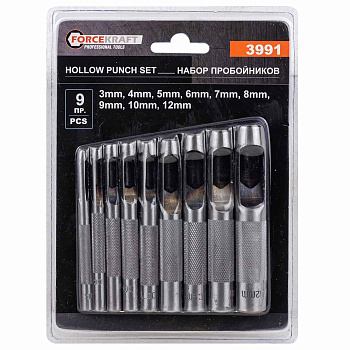 Набор пробойников 9 пр. (3-12 мм.) FORCEKRAFT FK-3991
